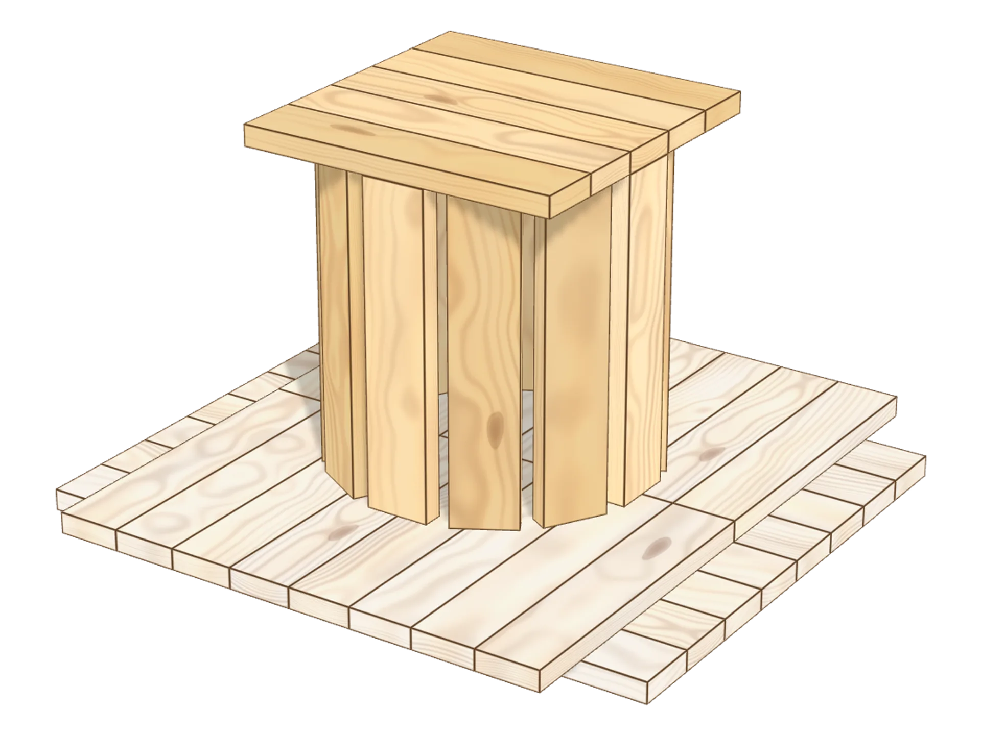 Step 2: build the first ring of the tower