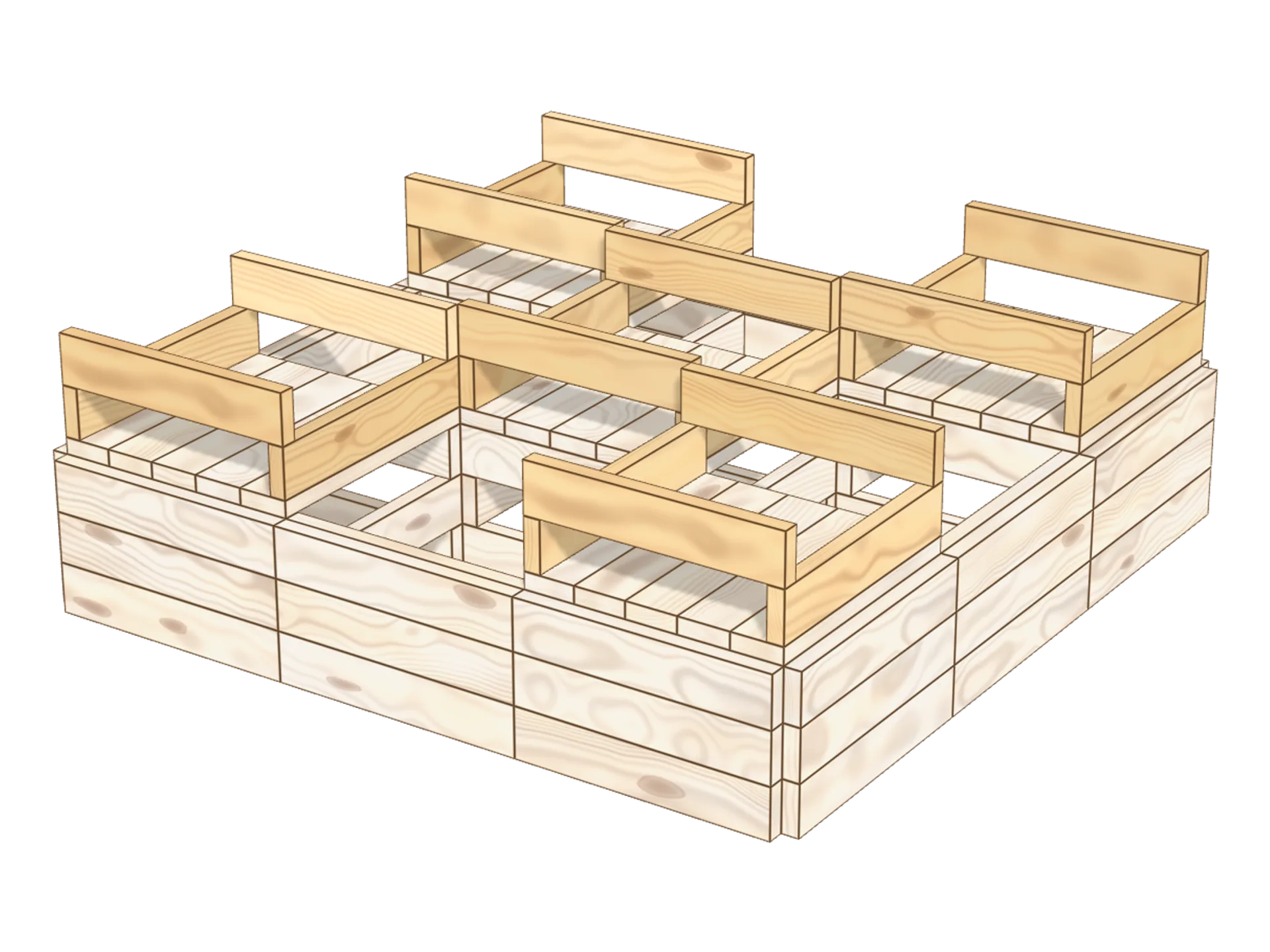 Step 8: raise the upper level of the castle