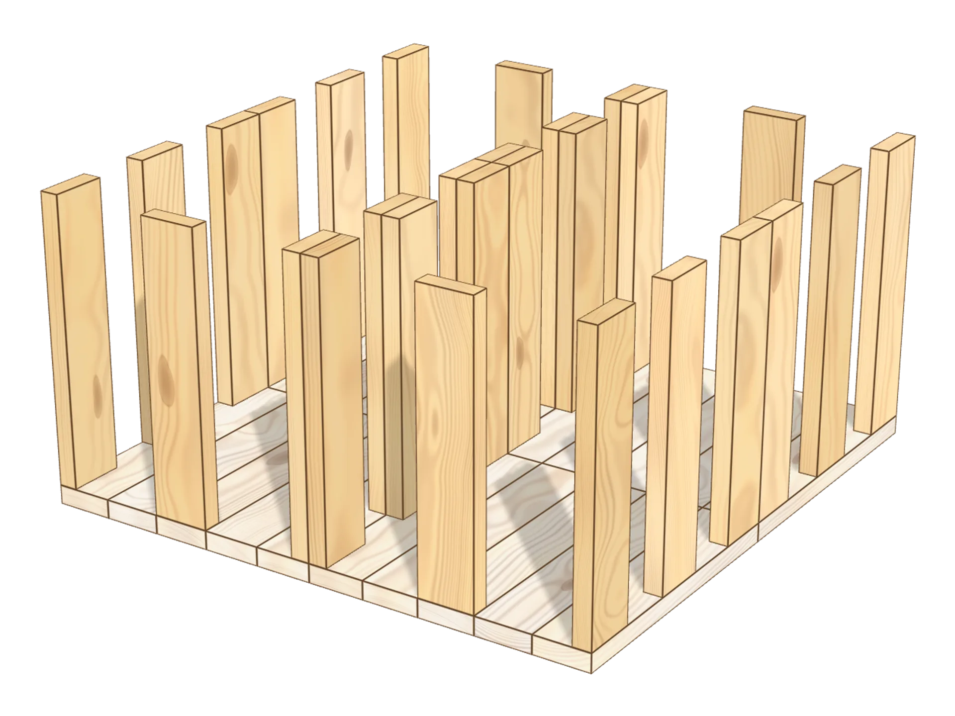 Step 2: raise the walls of the first floor