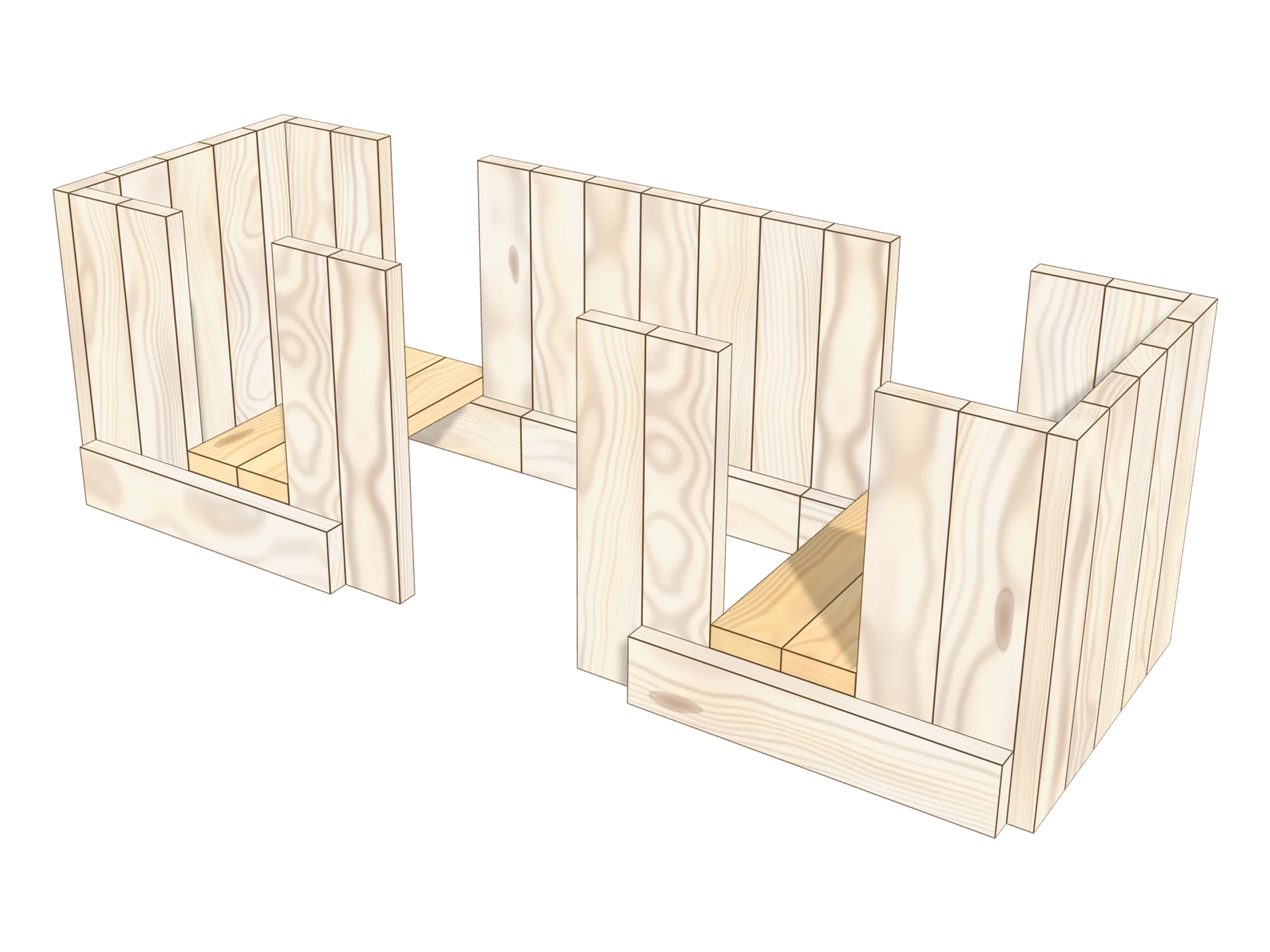 Step 3: prepare the windows with 4 Kapla