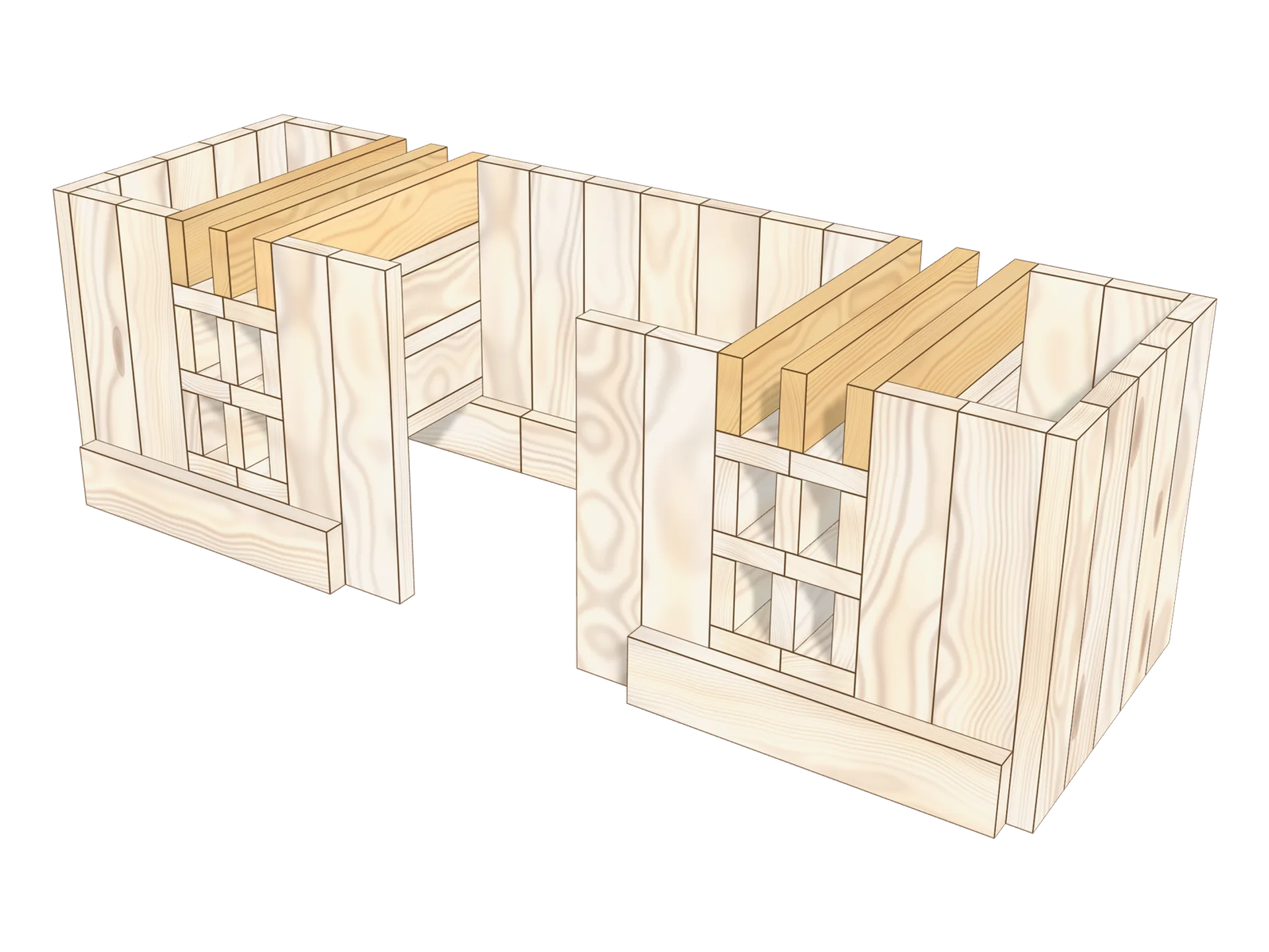 Step 8: finish the windows with 6 Kapla